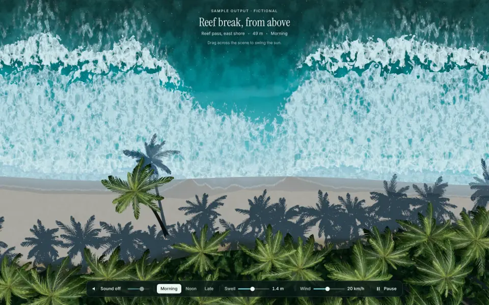 Reef break, from above: sample output