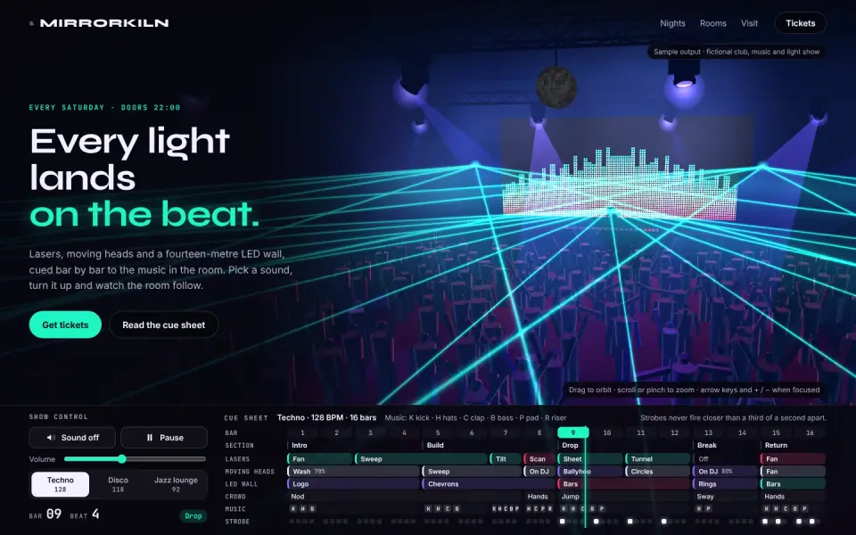 Nightclub Light Show: sample output